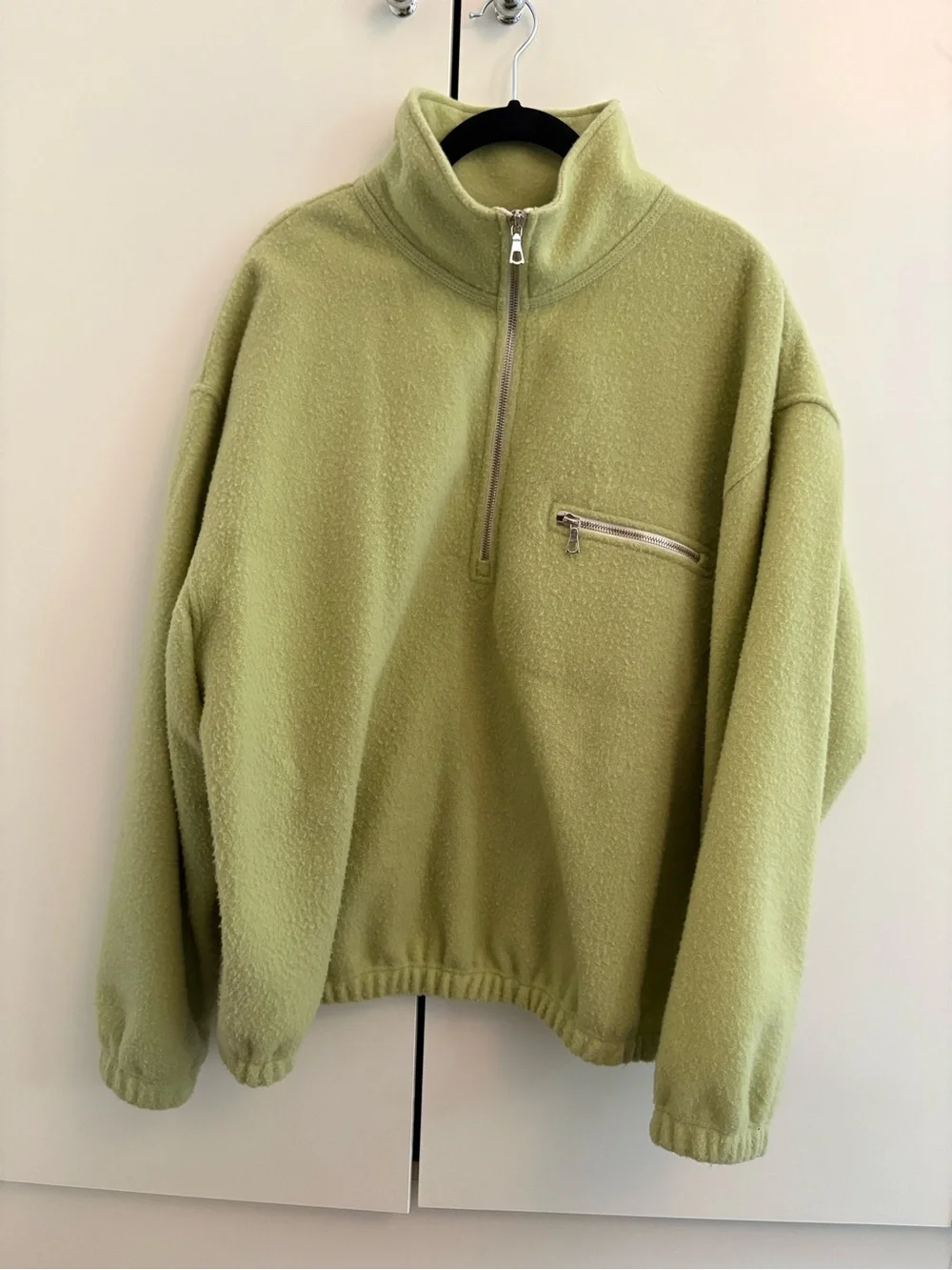 Rier Half-Zip Fleece Pullover Sweater in Light Lime